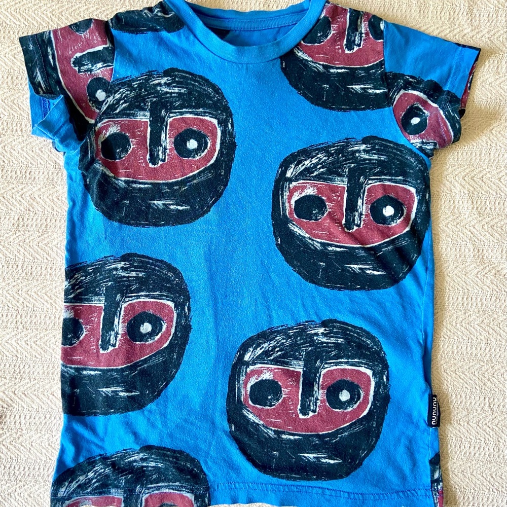 nununu Blue and Black Graphic Kids T-Shirt